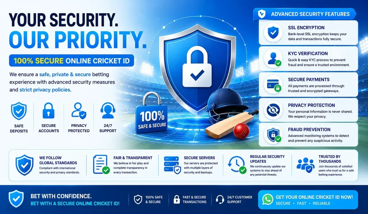 Secure online cricket ID — SSL encryption, KYC verification, secure payments, privacy and fraud prevention